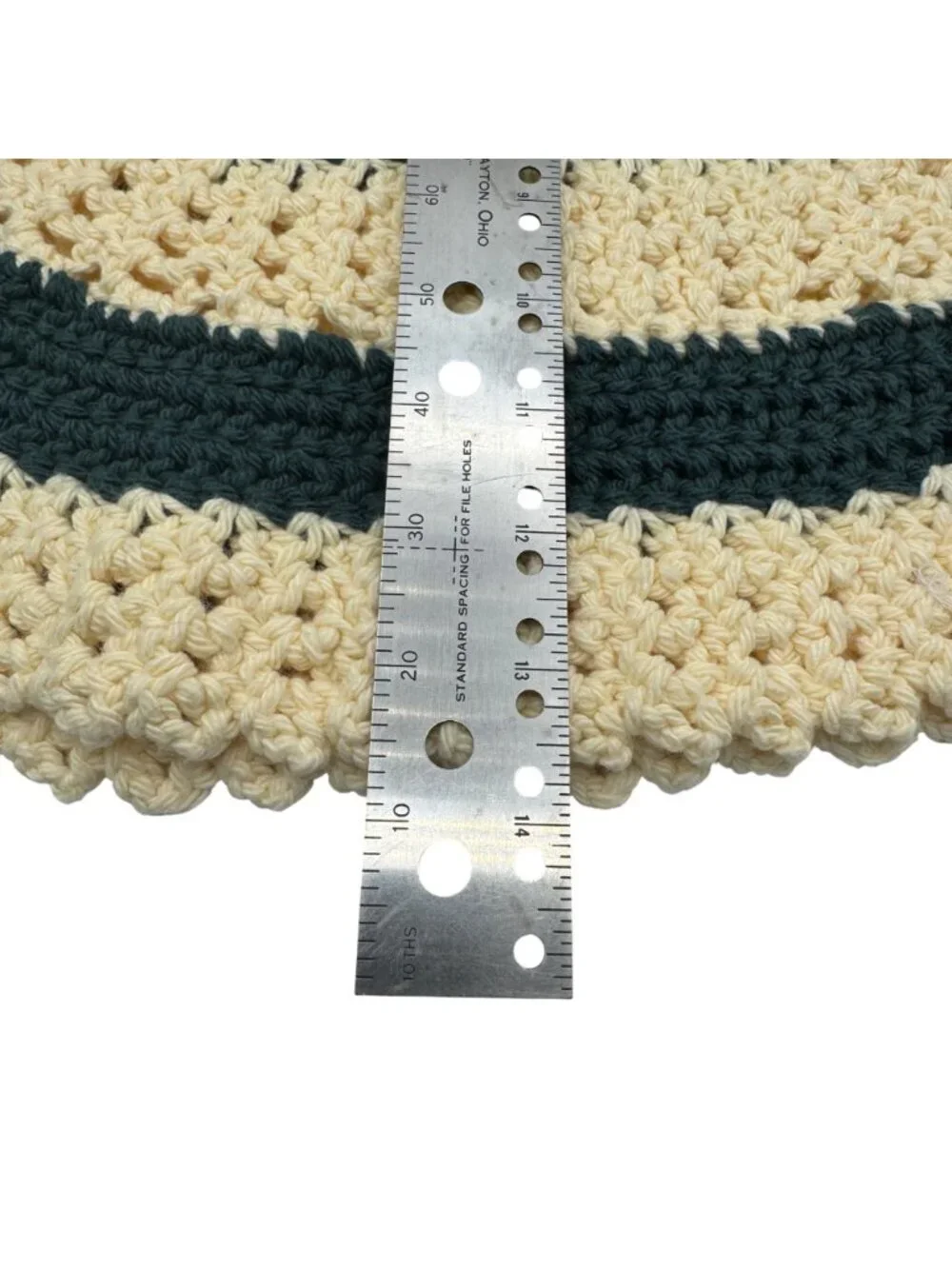 Handmade Oval Crochet Placemat & Coaster Set Cream & Green Set of 2